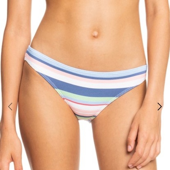 NEW Roxy Line Up Bikini Bottom Striped Blue White ERJX404413 Size Large NWT - Picture 1 of 9
